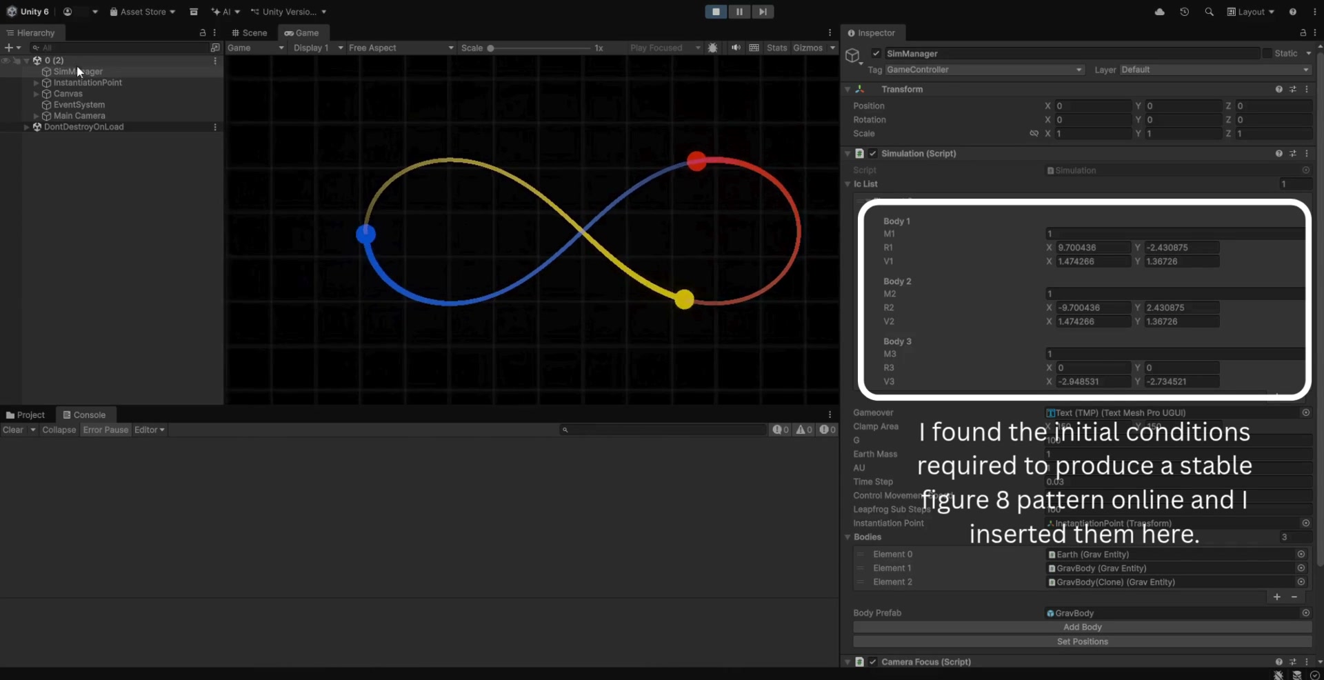 My Orbital Simulator tracing a stable figure-eight orbit